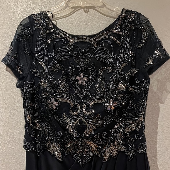 XSCAPE Long Beaded Top Sheer Matte Jersey Skirt Dress - Picture 10 of 15